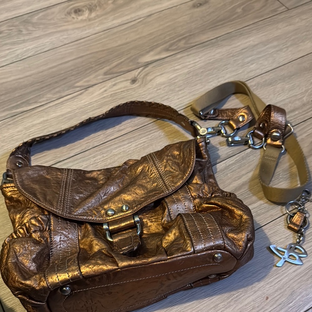 B.Makosky Metallic Brown Women's crossbody Bag